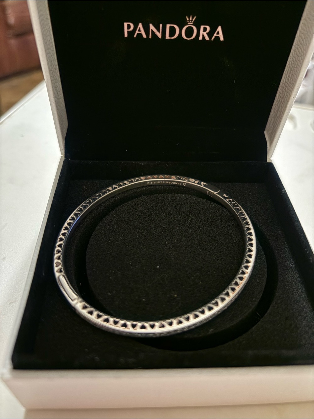 Pandora Radiant Hearts bracelet in blue and CZ silver bracelet size 3 - Picture 7 of 10